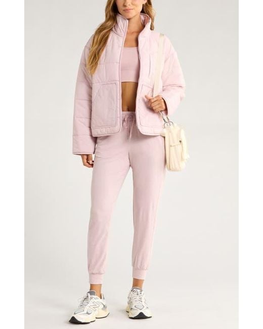 Zella Pink Quilted Packable Jacket