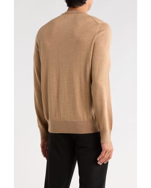 Brooks Brothers Black Regular Fit Crewneck Wool Sweater for men