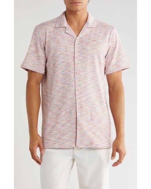 T.R. Premium Pink Mélange Short Sleeve Button-Up Shirt for men