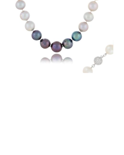 Splendid Multicolor Sterling Silver 11-14mm Ombrè Freshwater Pearl Necklace