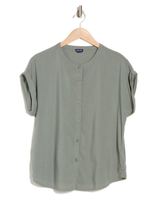 Splendid Gray Provence Rolled Sleeve Button-up Top