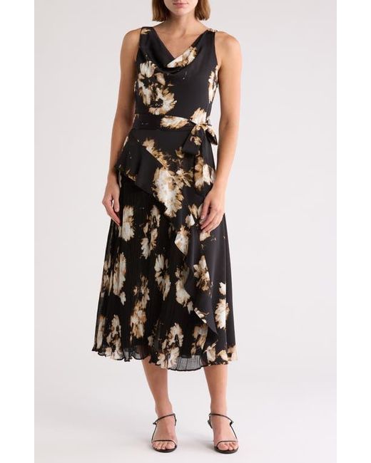 新作セール DKNY ワンピース Tie Waist Midi Dress DKNY Women's Ruffled Floral-Print Tie-Waist Midi Dress (Navy