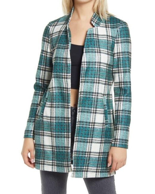 Vero Moda Blue Katrine Buffalo Plaid Brushed Jacket