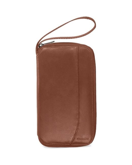 CHAMPS Brown Leather Passport Case