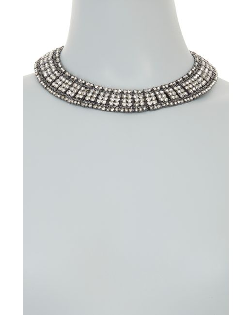 Natasha Couture Metallic Crystal Collar Necklace