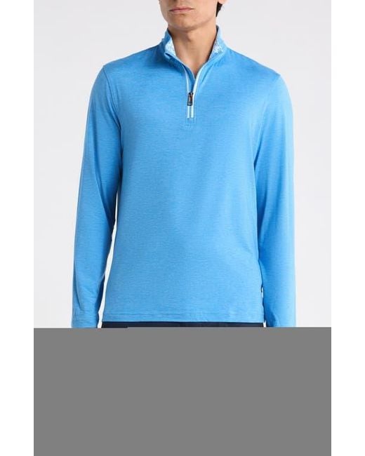 Bugatchi Blue Quarter Zip Performance Pullover for men