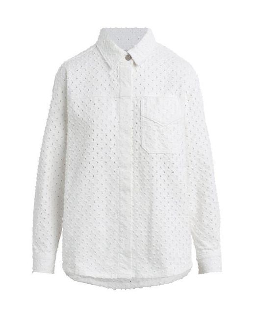 Hudson White Perforated Nonstretch Denim Shacket