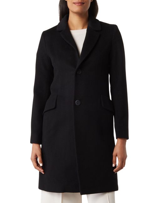 Fleurette Black Notch Collar Wool Blend Coat