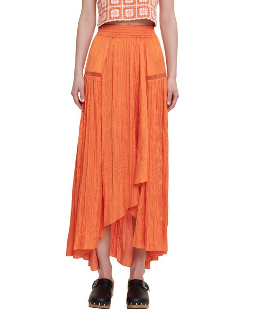 Maje Orange Japra Maxi Skirt