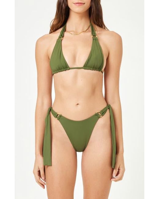 L*Space Green Kiki Tanga Side Tie Bikini Bottoms