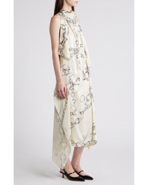 COS Chain Print Satin Dress in White