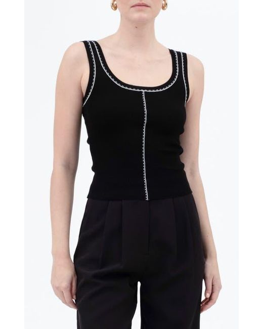 Blu Pepper Black Contrast Stitch Scoop Neck Sweater Tank