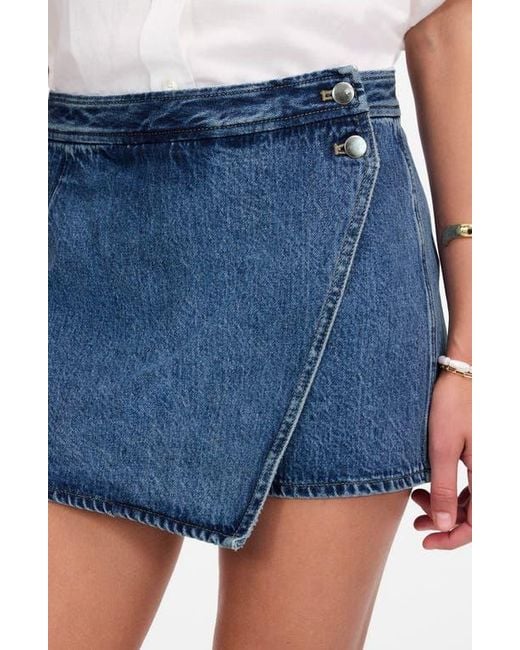 Madewell Blue Denim Micro Mini Wrap Skort