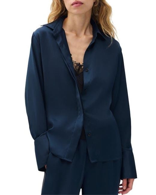 Rag & Bone Blue Button Front Camisole Blouse
