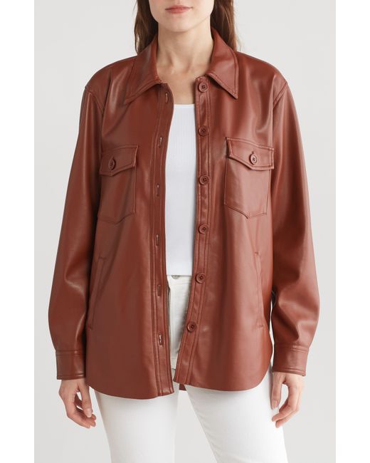 Blank NYC Brown Faux Leather Shacket