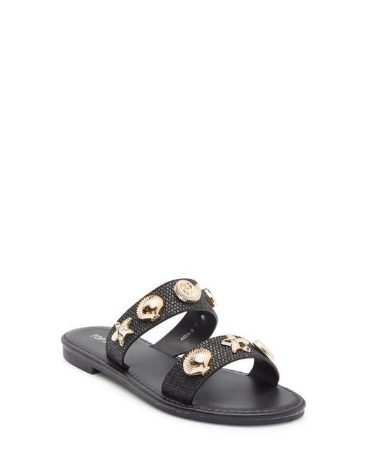 Top Moda Black Aria Double Strap Slide Sandal