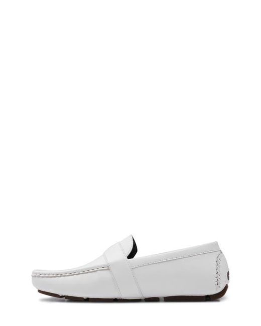 Aston Marc White Charter Side Buckle Driving Loafers for men