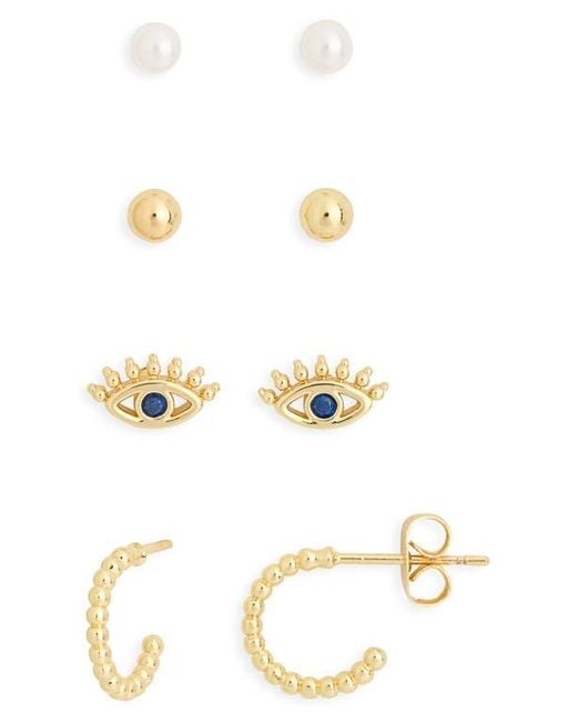 Leith White Set Of 4 Assorted Stud & Hoop Earrings