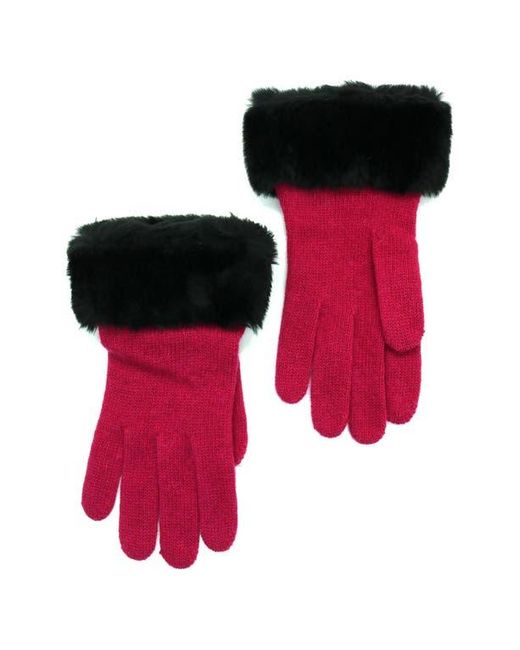 Portolano Red Wool Blend Gloves With Faux Fur Trim