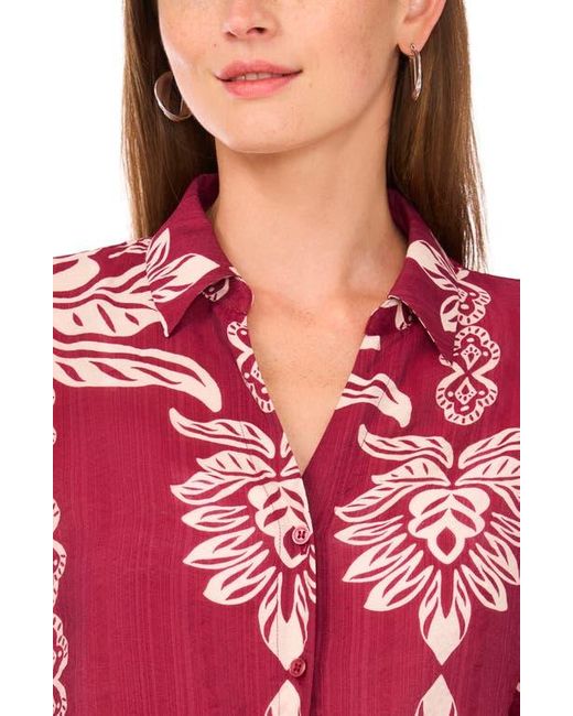 Halogen® Red Long Sleeve Tie Hem Button-Up Shirt