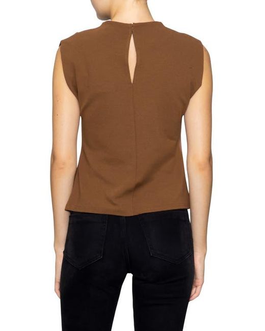 MELLODAY Brown Buckle Front Extended Sleeve Top