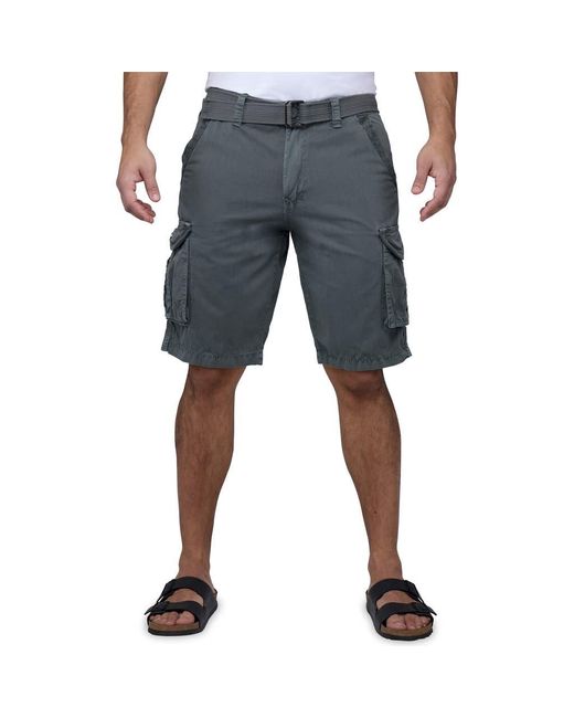 Xray Jeans Gray Belted Cotton Twill Cargo Shorts for men