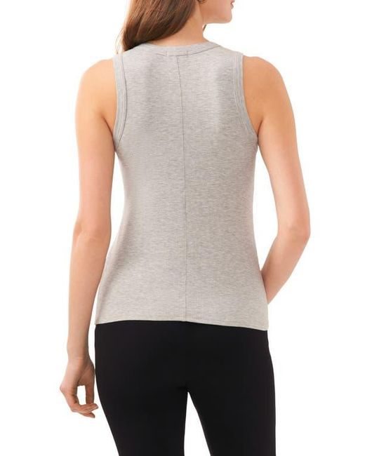 Halogen® Gray Fitted Ribbed Tank Top
