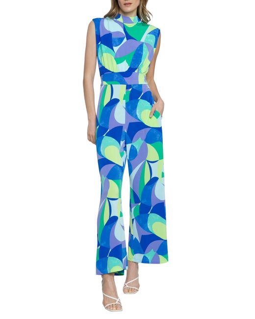 DONNA MORGAN FOR MAGGY Blue Straight Leg Jumpsuit