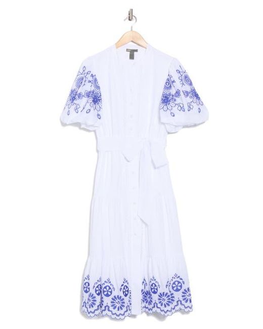 Love By Design White Long Beach Embroidered Shirtdress