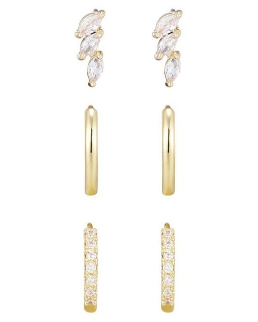 Adornia Metallic Set Of 3 Assorted Hoops And Stud Earrings