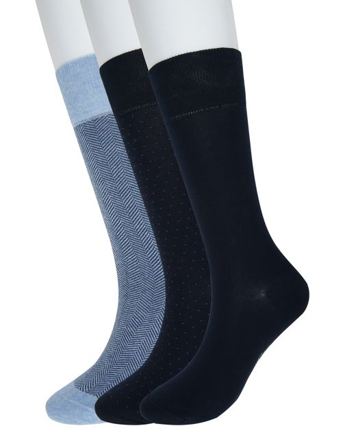 Brooks Brothers Blue Assorted 3-pack Essential Dress Socks for men