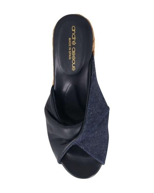 Andre Assous Blue Merida Wedge Sandal
