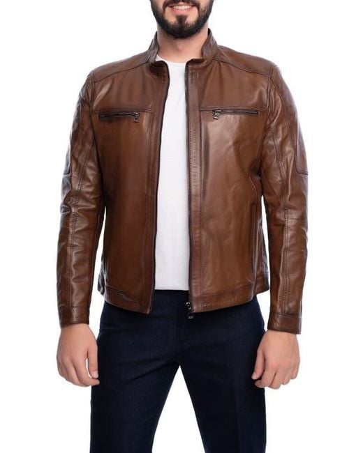 VELLAPAIS Brown Soft Leather Jacket for men