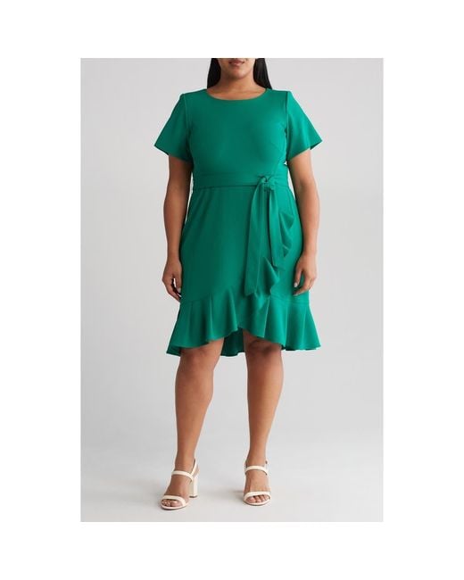 Calvin klein green wrap dress sales