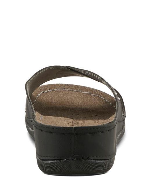 Flexus by Spring Step Black Rhinestone Wedge Slide Sandal