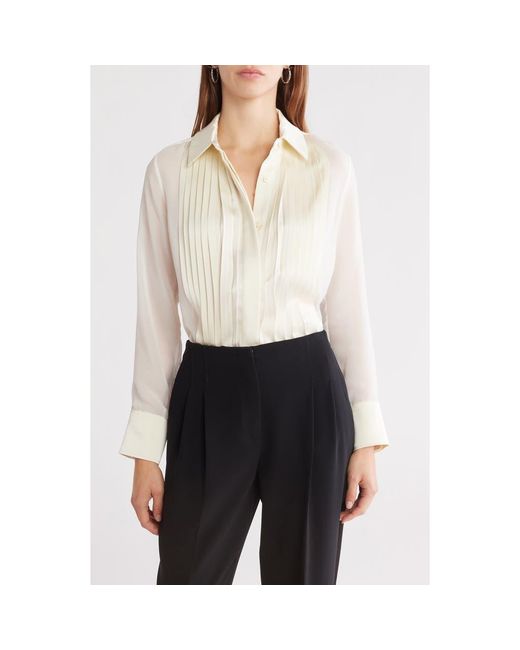 Jonathan Simkhai White Vinka Pleated Button-Up Shirt