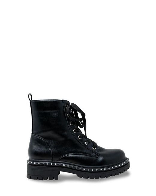 In Touch Footwear Black Mira Studded Lug Combat Boot