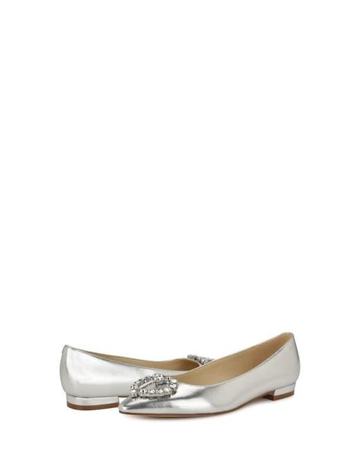 Nine West White Hearts Rhinestone Flat