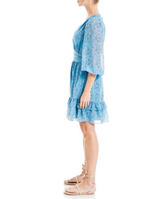 Max Studio Blue Tiered Medallion Print Dress