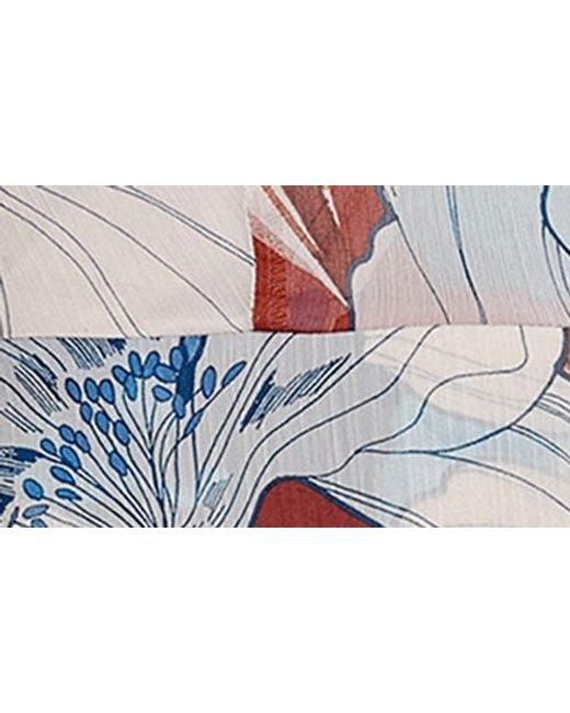 Calvin Klein Blue Floral Faux Wrap Chiffon Maxi Dress