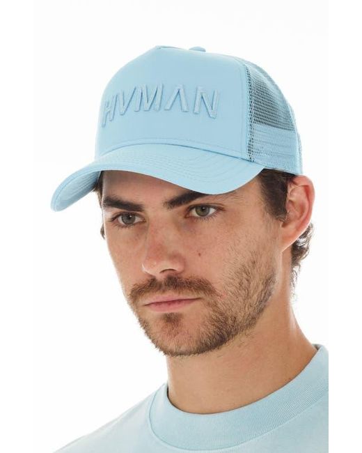 HVMAN Blue Logo Mesh Trucker Hat for men