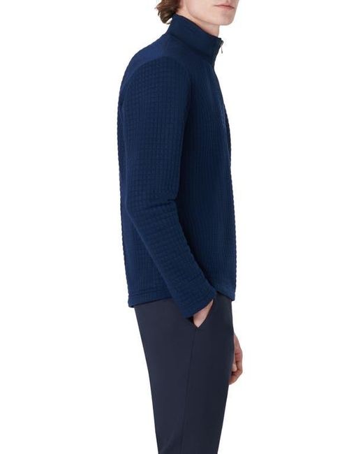 Bugatchi Blue Waffle Knit Quarter Zip Pullover for men