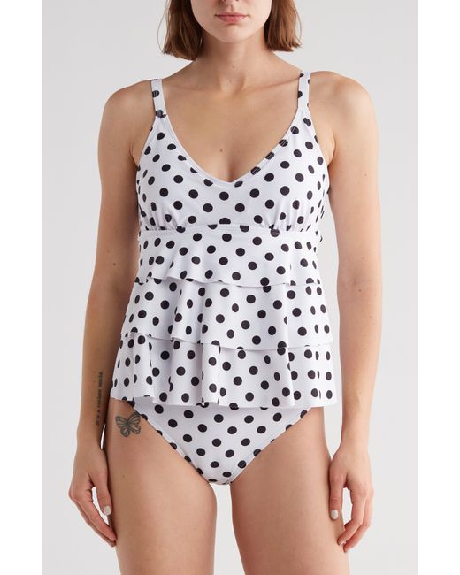 Nicole Miller White Polka Dot Two-piece Swimsuit
