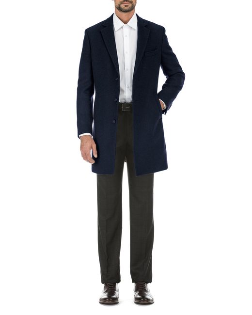 English Laundry Wool Blend 3button Threequarter Length Top Coat In