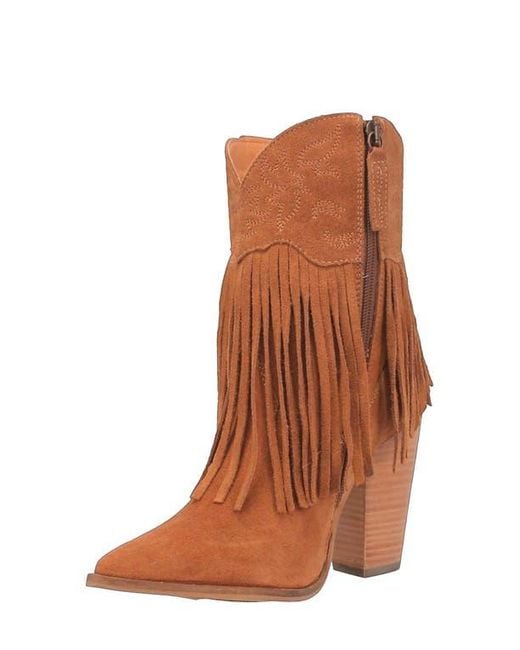 Dingo Brown Fringe Zip-Up Western Boot