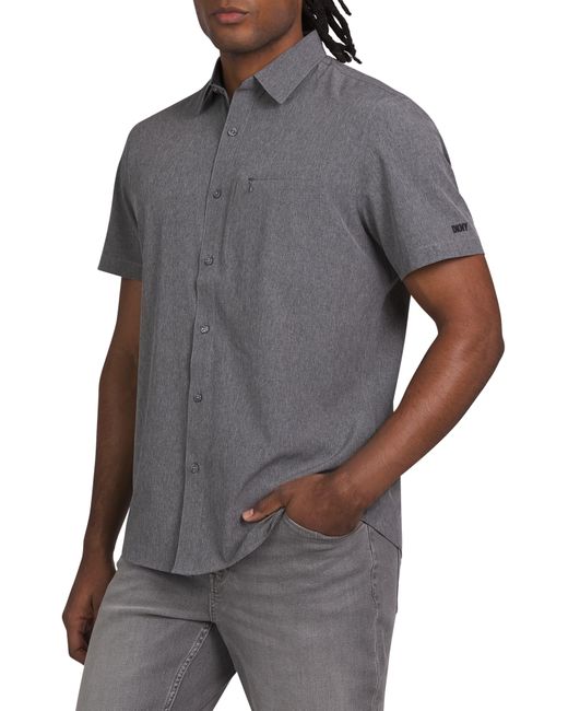 DKNY Gray Lorin Short Sleeve Button-down Tech Shirt for men