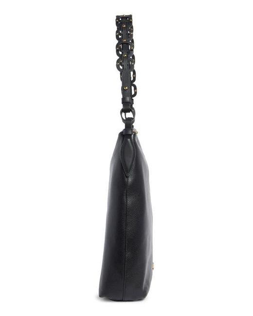 Sam Edelman Black Bay Chain Link Pebbled Leather Hobo Bag