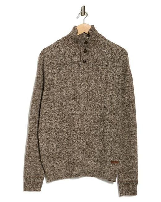 Buffalo David Bitton Brown Water Button Half Cable Knit Sweater for men