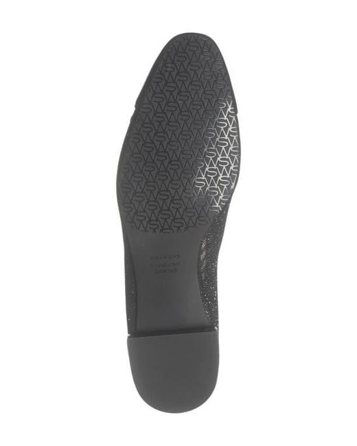 Stuart Weitzman Black Sleek Cap Toe Bow Flat