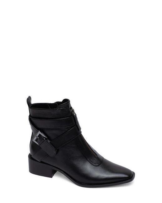 Linea Paolo Black Leather Pointed-Toe Knee-High Buckle Boots